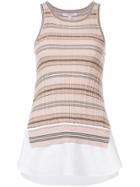 Derek Lam 10 Crosby Sheer Striped Tank - Nude & Neutrals