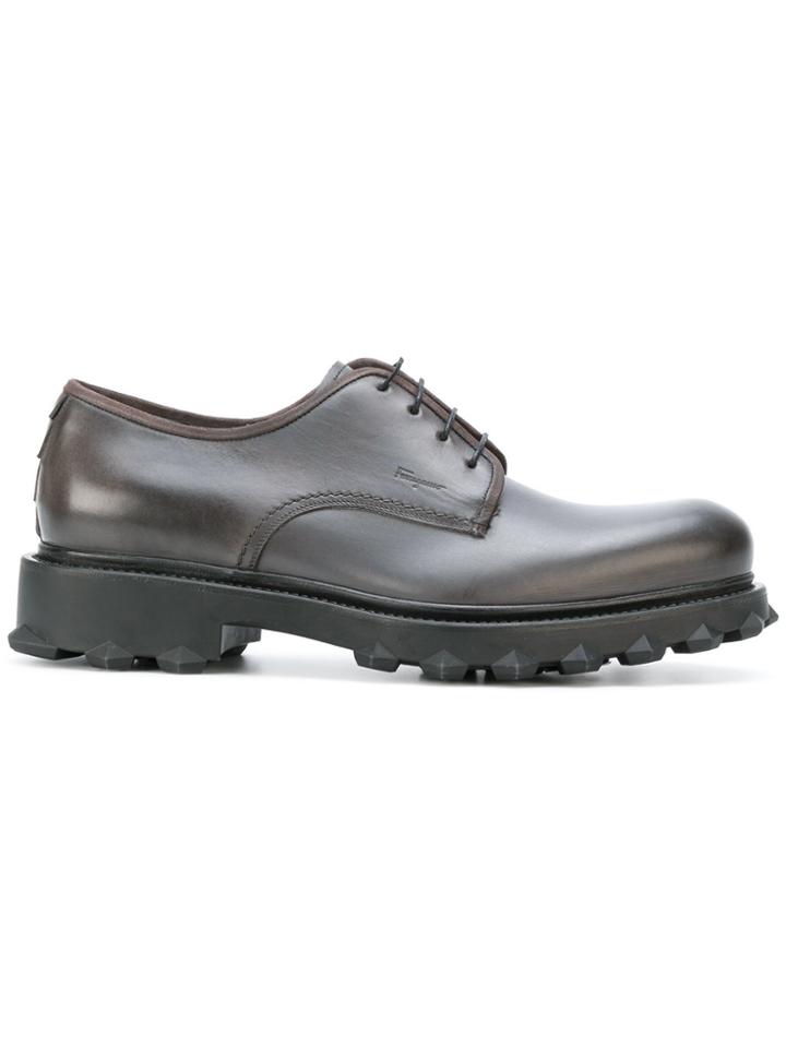 Salvatore Ferragamo Leather Derby Shoes - Grey