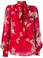 Twin-set Pussy Bow Floral Blouse - Red