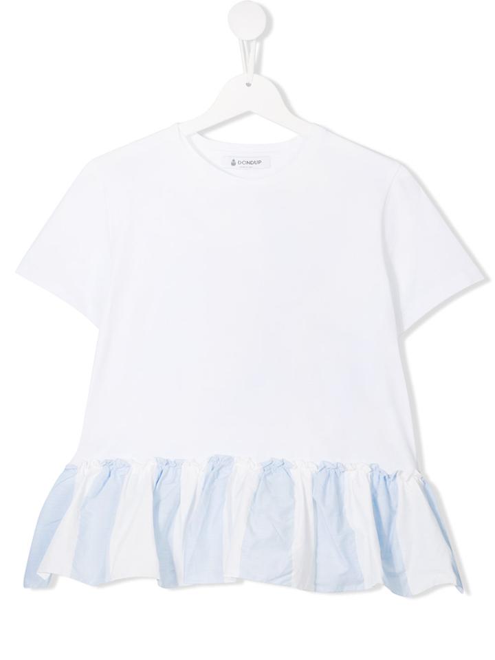 Dondup Kids Striped Peplum Hem T-shirt - White