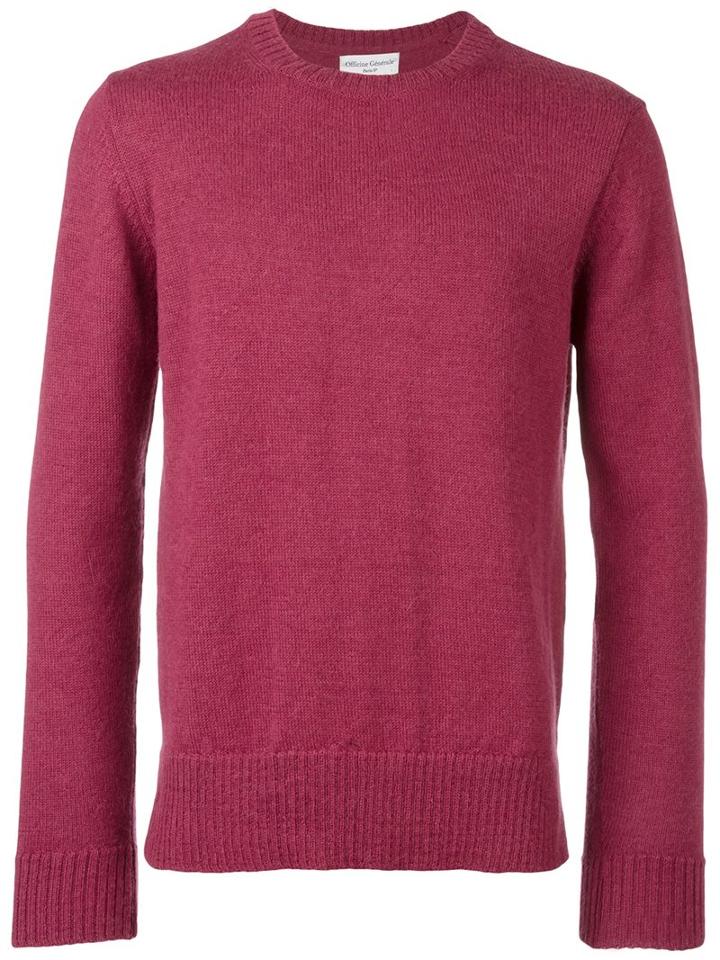 Officine Generale Crew Neck Jumper, Men's, Size: Medium, Pink/purple, Alpaca