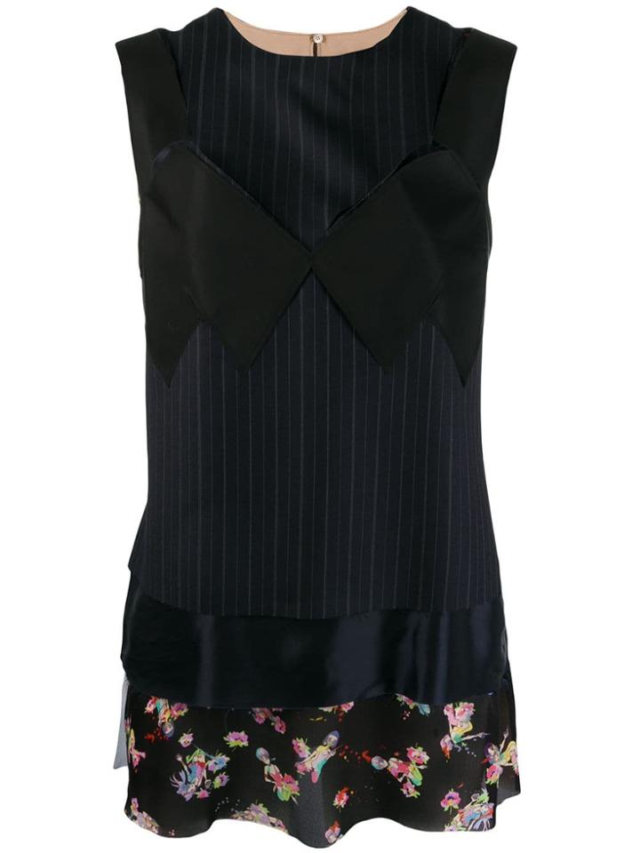 Maison Margiela Pinstripe Floral Hem Vest - Black