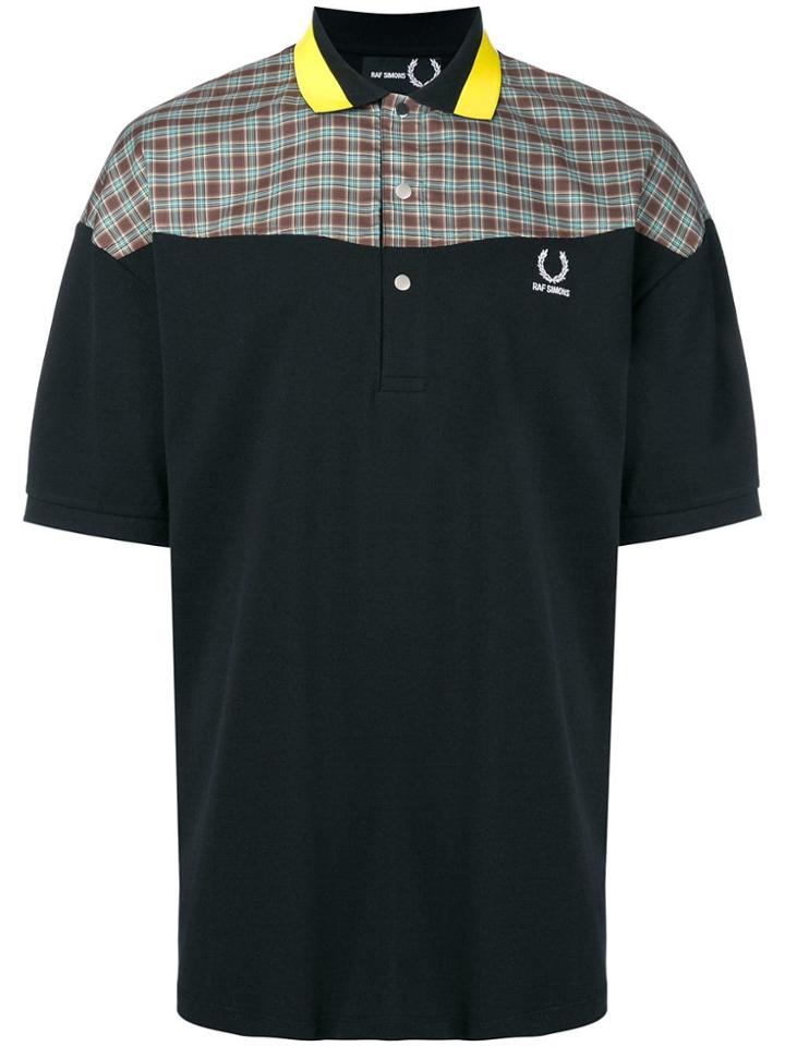 Raf Simons X Fred Perry Colourblock Plaid Polo Shirt - Black