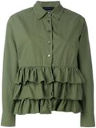 Erika Cavallini - Tiered Hem Long Sleeve Shirt - Women - Cotton - 40, Women's, Green, Cotton