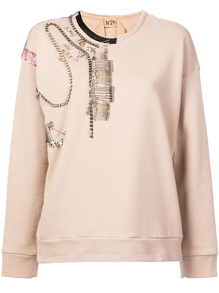 No21 Pin-embellished Sweatshirt - Pink & Purple