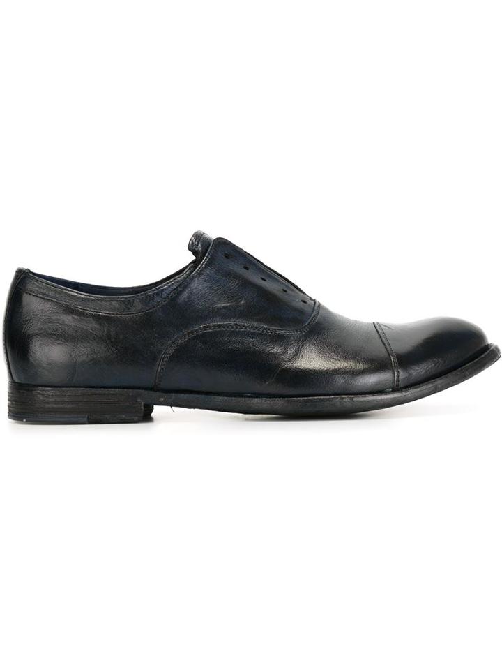 Officine Creative Laceless Oxford Shoes, Men's, Size: 44, Blue, Leather/calf Leather
