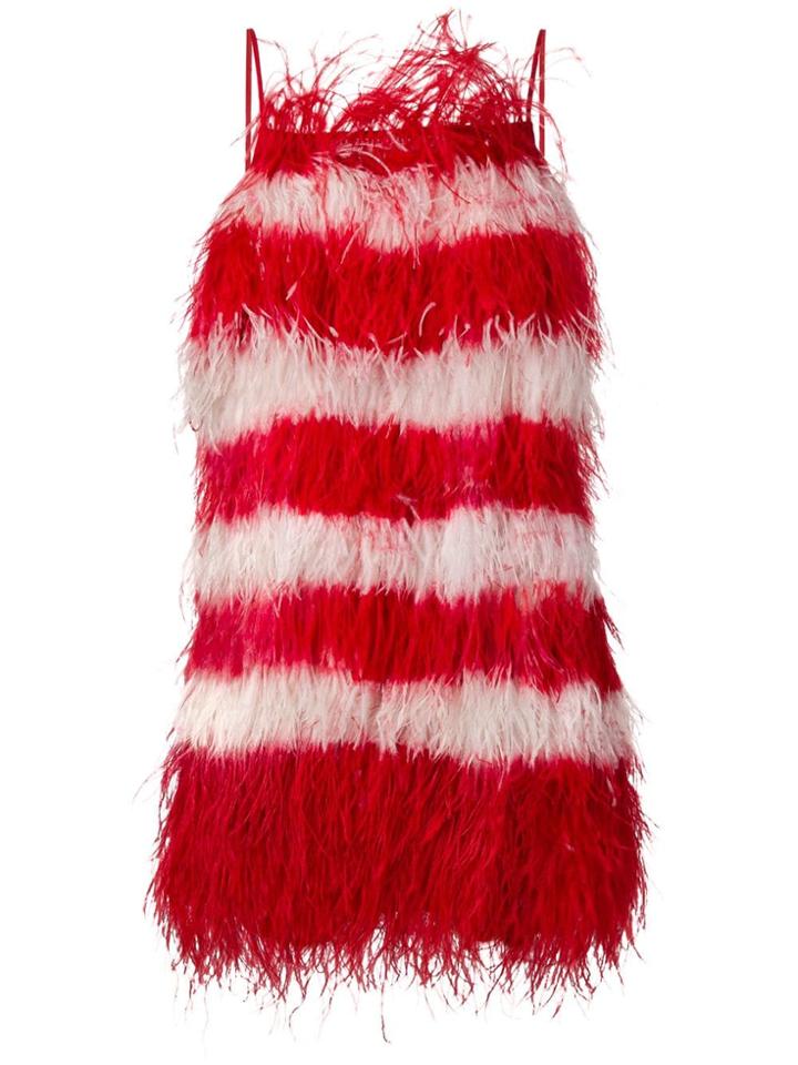 Msgm Feather Fringe Mini Dress - Red
