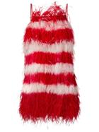 Msgm Feather Fringe Mini Dress - Red