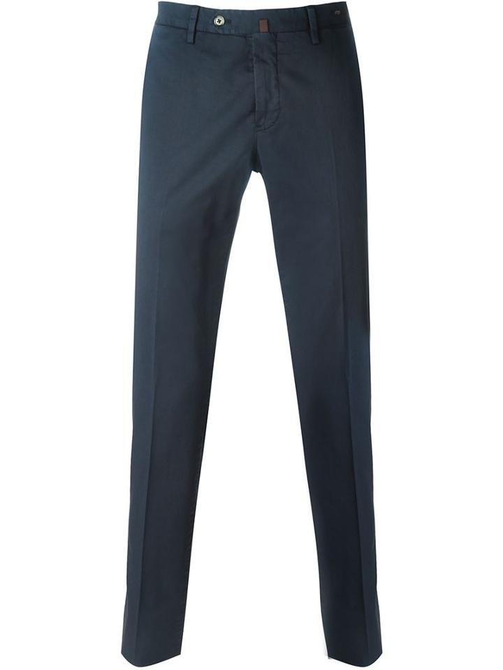 Pt01 Slim Chino Trousers, Men's, Size: 56, Blue, Cotton/linen/flax/spandex/elastane