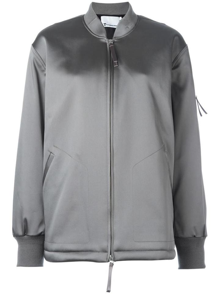 T By Alexander Wang - Oversized Bomber Jacket - Women - Acetate/polyester/nylon/cupro - 6, Green, Acetate/polyester/nylon/cupro