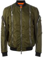 Dsquared2 Zip Detail Bomber Jacket, Men's, Size: 48, Green, Polyamide/polyurethane/polyester/pvc