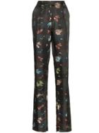 Preen By Thornton Bregazzi Juno Floral-jacquard Trousers - Black