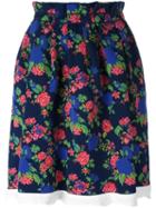 Msgm Floral Print Full Skirt, Women's, Size: Small, Blue, Polyamide