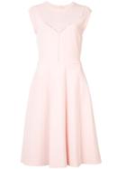 Lela Rose - Short Sleeve Perforated Midi Dress - Women - Polyester/viscose - M, Pink/purple, Polyester/viscose