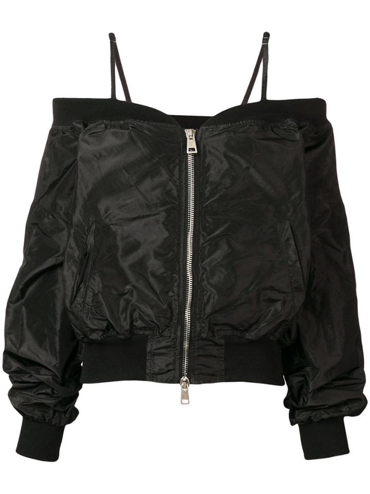 Andrea Ya'aqov Off-the-shoulder Bomber Jacket - Black