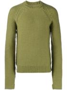 Maison Margiela Ribbed Crew Neck Sweater, Men's, Size: Medium, Yellow/orange, Wool