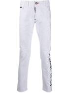 Philipp Plein Straight Cut Logo Jeans - White