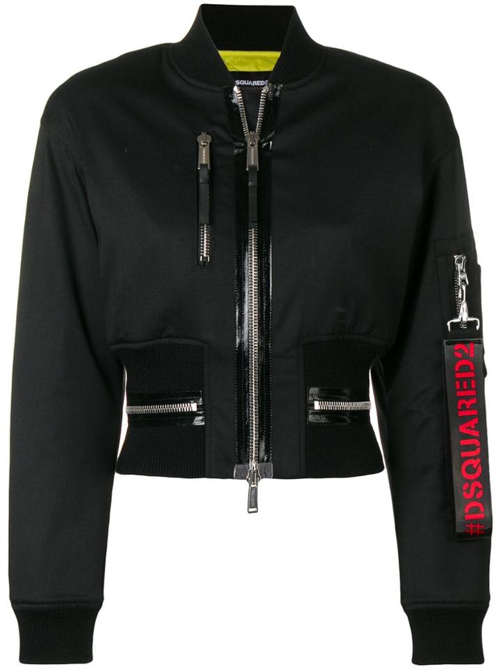 Dsquared2 Cropped Bomber Jacket - Black