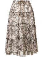 See By Chloé Tiered Snakeskin-print Midi Skirt - Nude & Neutrals