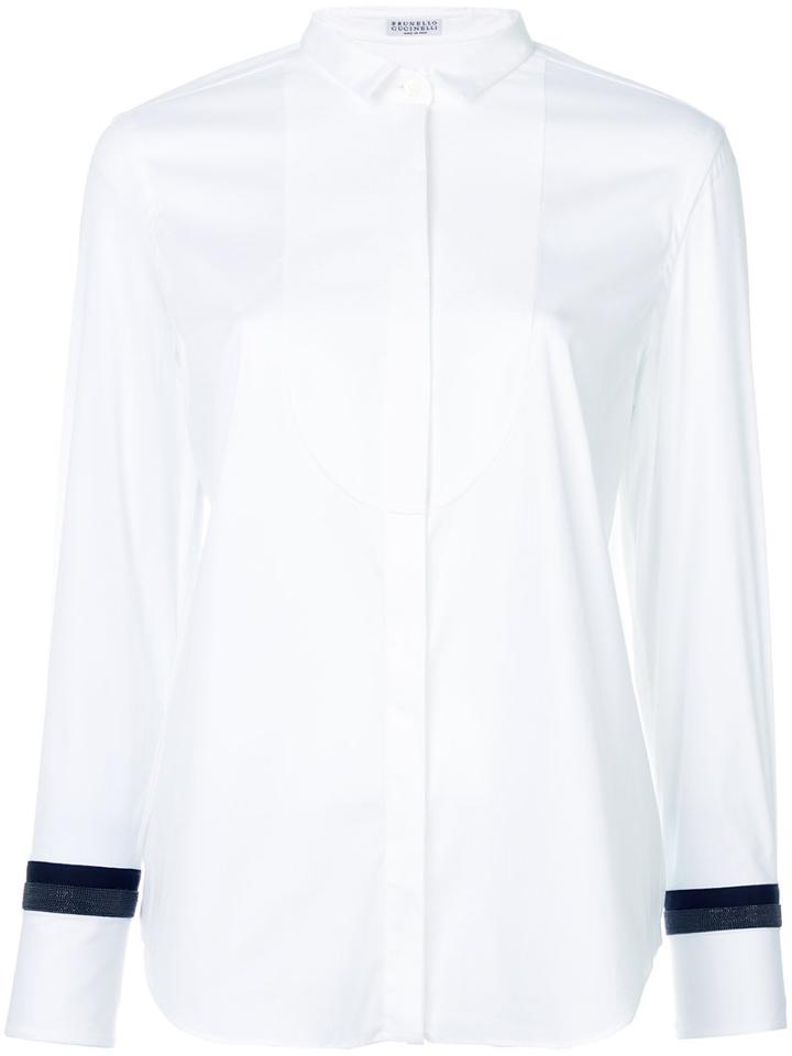 Brunello Cucinelli - Cuff Panel Shirt - Women - Silk/cotton/polyamide/spandex/elastane - Xxl, White, Silk/cotton/polyamide/spandex/elastane