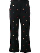 Alexander Mcqueen Embroidered Cropped Trousers, Women's, Size: 38, Black, Polyester/viscose