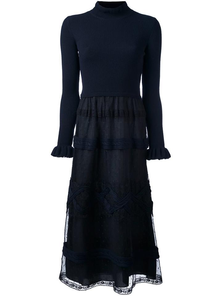 Red Valentino Lace Skirt Sweater Dress