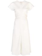 Proenza Schouler Textured Crepe Short Sleeve Dress - White
