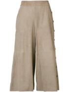 Vanessa Seward - Cropped Trousers - Women - Goat Suede - 36, Nude/neutrals, Goat Suede