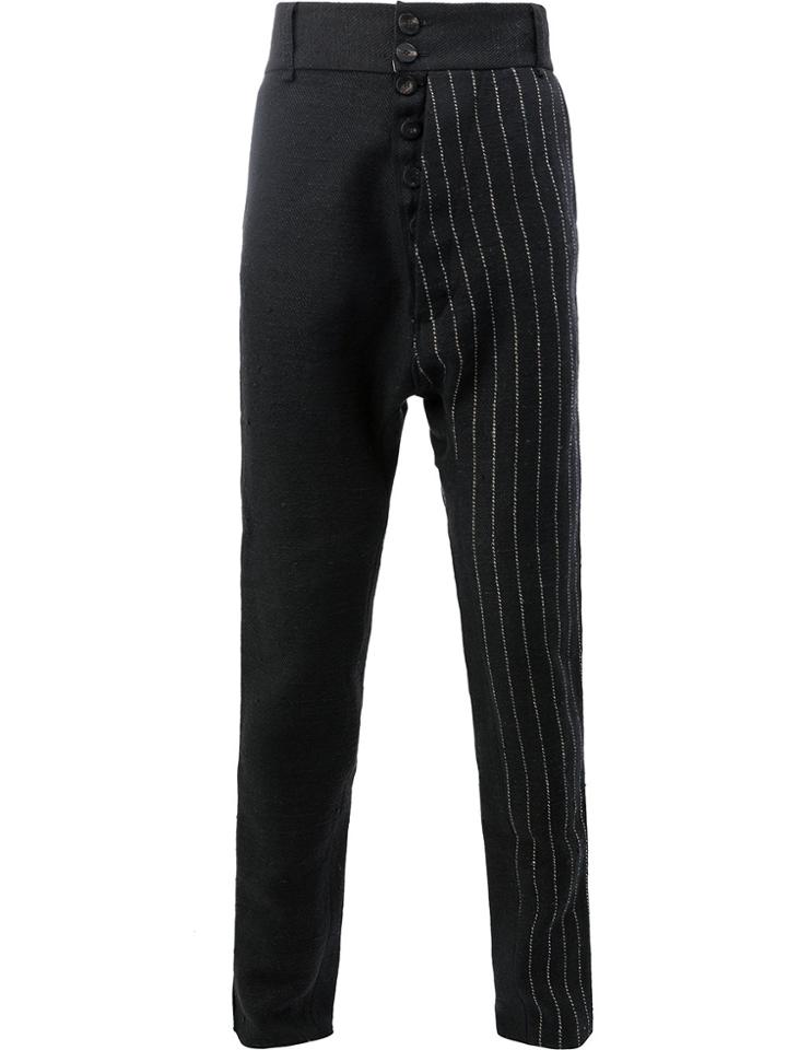 Cedric Jacquemyn Prinstriped Panel Trousers - Black