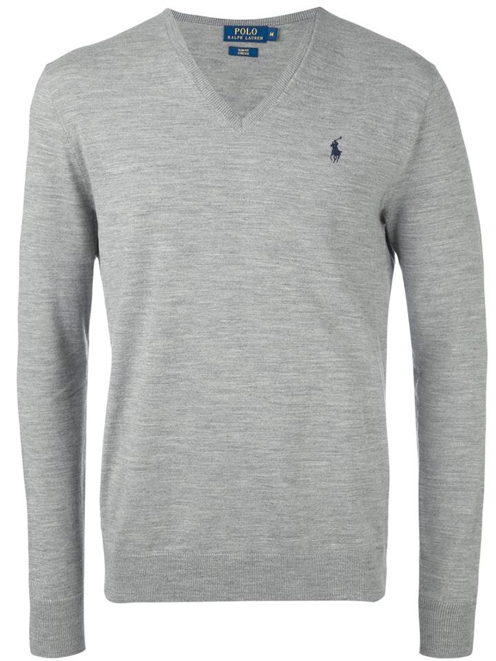Polo Ralph Lauren V Neck Jumper, Men's, Size: Small, Grey, Polyester/wool