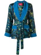 F.r.s For Restless Sleepers Floral Waist-tied Blazer - Blue