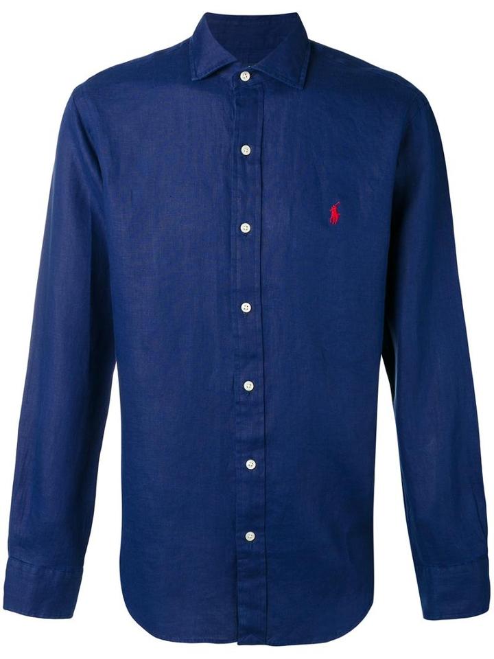 Polo Ralph Lauren Chest Embroidery Shirt, Men's, Size: Small, Blue, Linen/flax