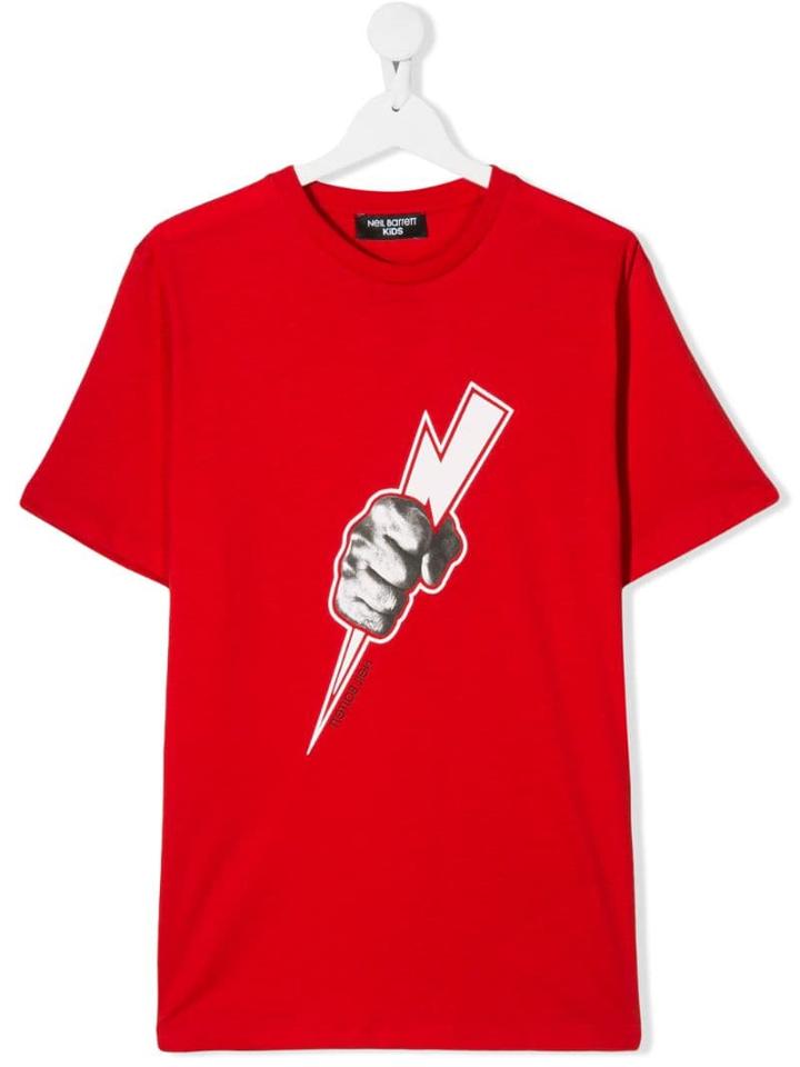 Neil Barrett Kids Thunderbolt T-shirt - Red