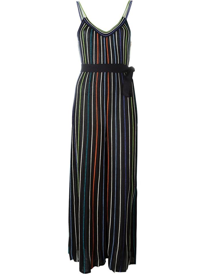 M Missoni Striped Knit Jumpsuit, Women's, Size: 36, Black, Polyamide/metallic Fibre