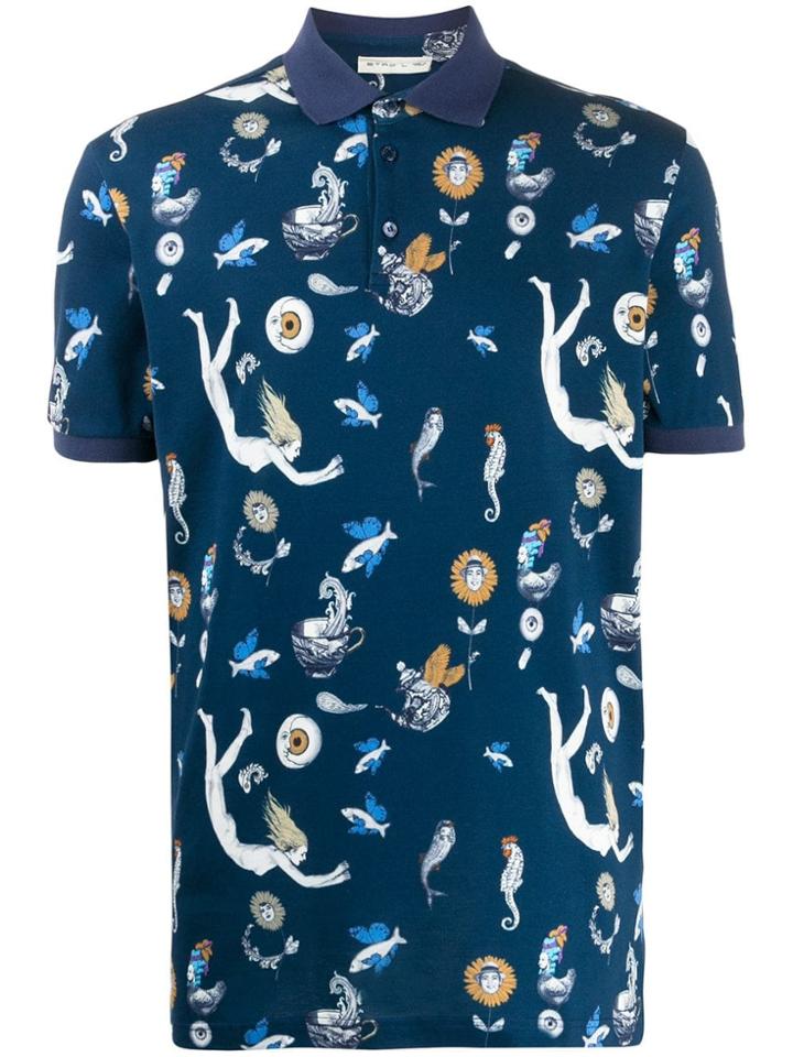 Etro Fantasy Print Polo Shirt - Blue