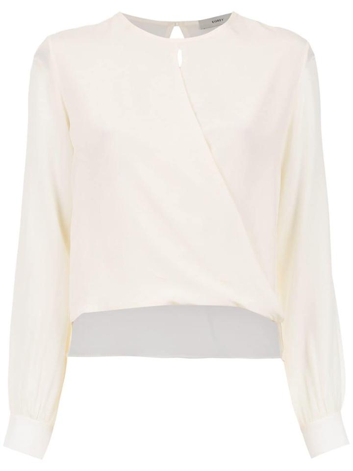 Egrey Wrap Style Silk Blouse - White