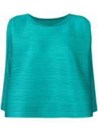 Pleats Please By Issey Miyake Cropped Sleeve Top - Blue