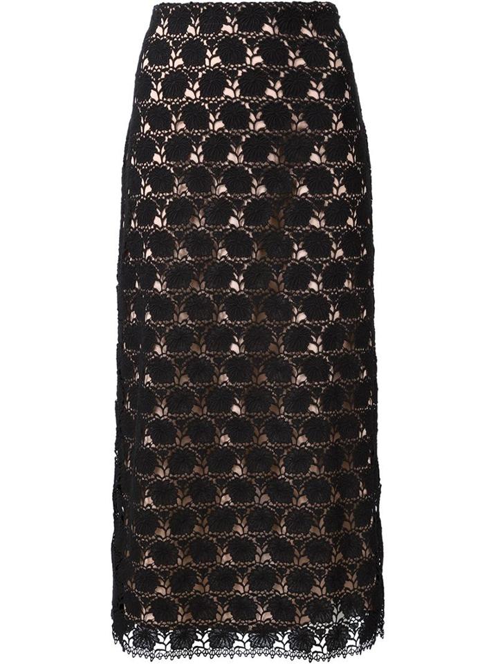 Yigal Azrouel Hibiscus Lace Skirt, Women's, Size: 2, Black, Polyester
