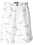 Dsquared2 Skate Embroidered Shorts, Men's, Size: 46, White, Cotton/spandex/elastane