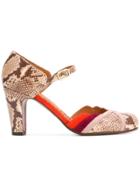 Chie Mihara Snakeskin Effect Mary Janes - Nude & Neutrals
