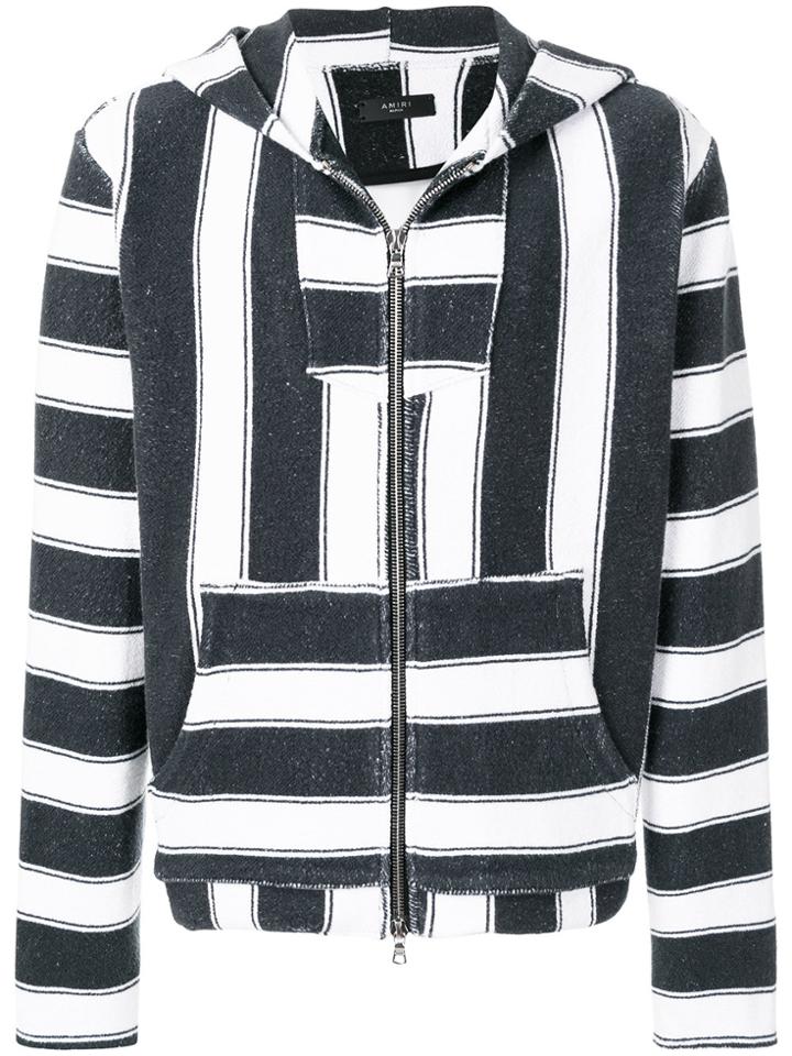 Amiri Striped Zipped Hoodie - Blue