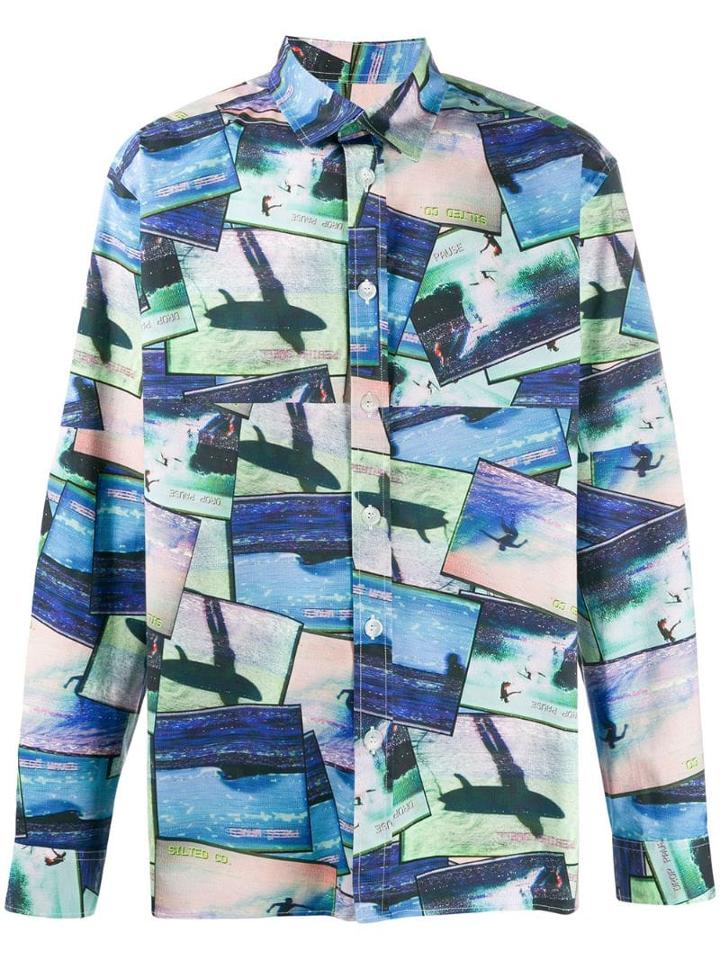 The Silted Company Surfer Print Shirt - Blue
