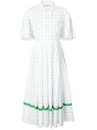 Vika Gazinskaya - Checked Flared Buttoned Dress - Women - Cotton - 38, Women's, White, Cotton