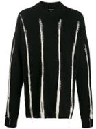 Ann Demeulemeester Striped Fuzzy Knit Jumper - Black