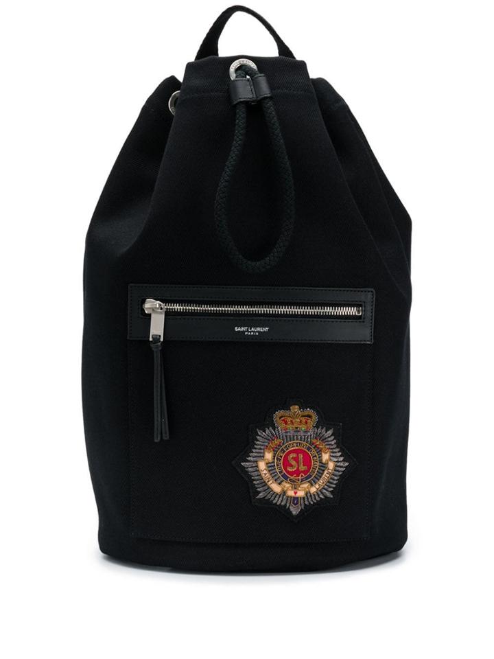 Saint Laurent One-shoulder Embroidered Backpack - Black