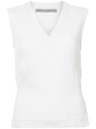 Raquel Allegra V-neck Fitted Sleeveless Sweater - White