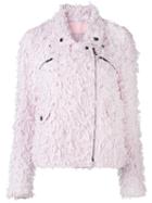 Giamba - Tweed Biker Jacket - Women - Cotton/polyamide/cupro/wool - 44, Pink/purple, Cotton/polyamide/cupro/wool