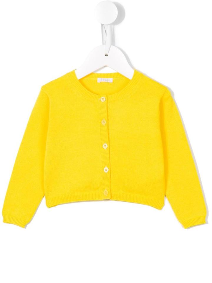 Il Gufo - Round Neck Cardigan - Kids - Cotton - 9 Mth, Yellow/orange