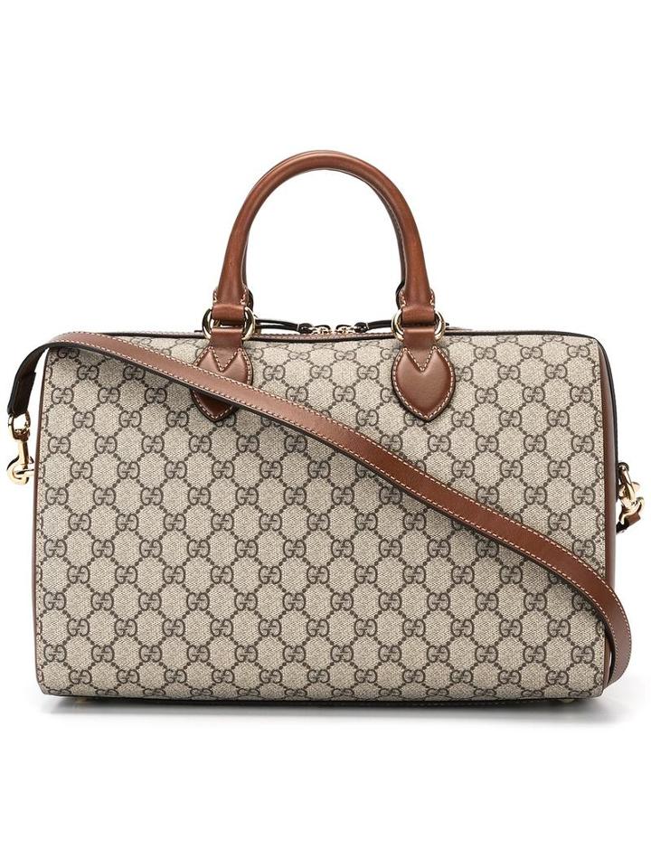 Gucci Logo Pattern Tote, Women's, Nude/neutrals, Polyurethane/leather