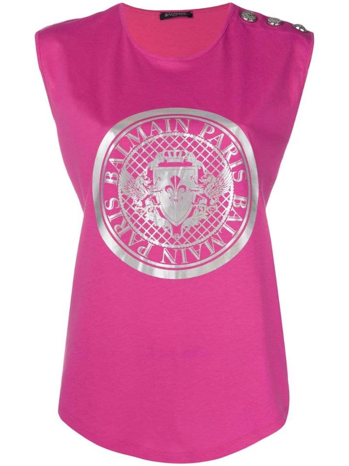 Balmain Medallion Print Vest Top - Pink